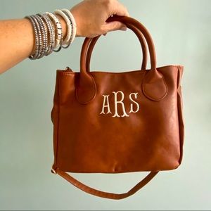 Monogrammed aRs Brown Handbag with Crossbody Strap